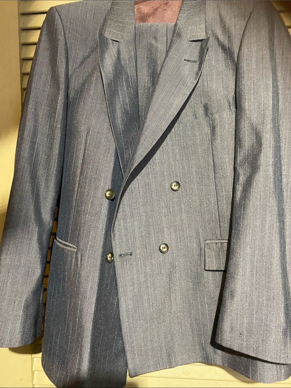 Men's Double-Breasted Pinstripe Gray Blazer